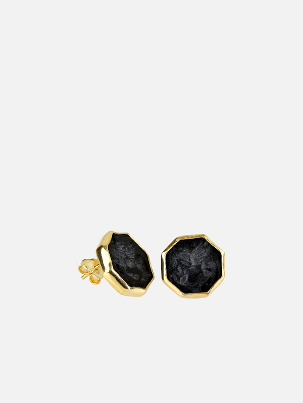 ORE DUNE - KÜPE - Destino Earring – Old Black Agate Stone (Handcrafted) - shopi go'da!.