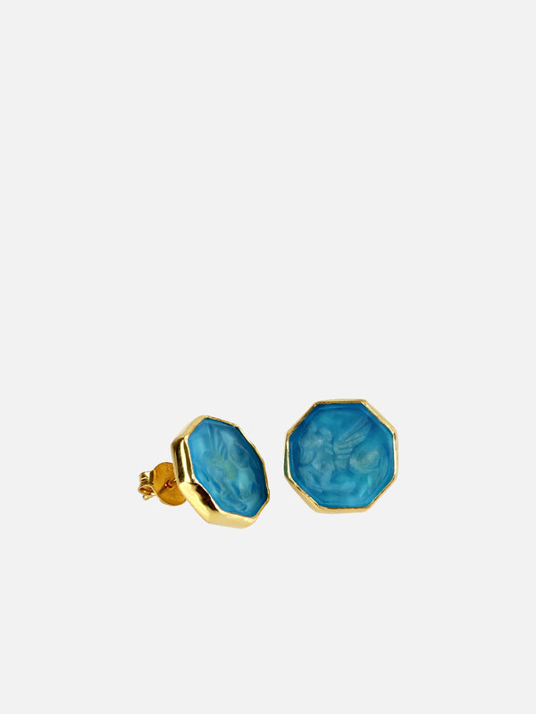 ORE DUNE - KÜPE - Tulpar Earring – Blue Chalcedony Stone (Handcrafted) - shopi go'da!.