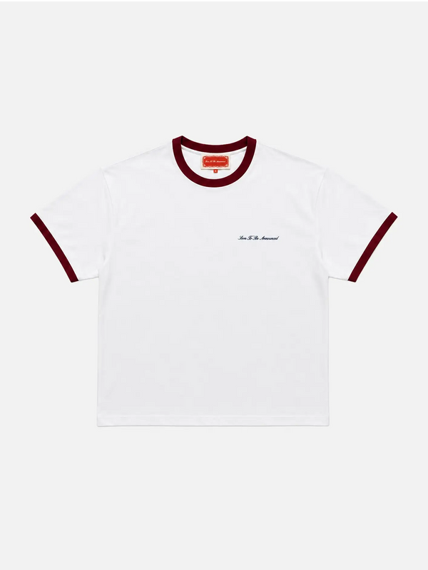 SOON TO BE ANNOUNCED Piped Tee - White/Burgundy - T-SHIRT