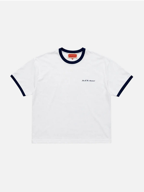 SOON TO BE ANNOUNCED Piped Tee - White/Navy - T-SHIRT