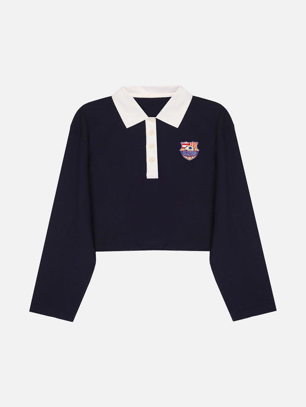 YORSTRULY, Polo Cropped Sweatshirt - Navy, SWEATSHIRT, shopi go'da!