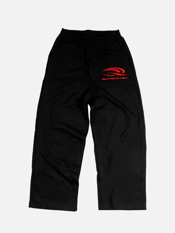 QUITEOFTEN Sports Logo Sweatpants - Red on Black - Sweatpants EŞOFMAN ALTI
