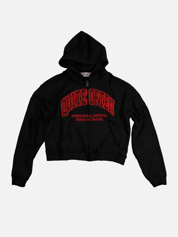 QUITEOFTEN - HIRKA - College Zip Hoodie - Red on Black - shopi go'da!.