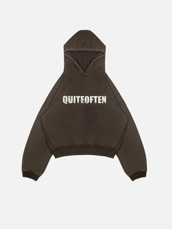 QUITEOFTEN Logo Hoodie - Brown - Hoodies SWEATSHIRT
