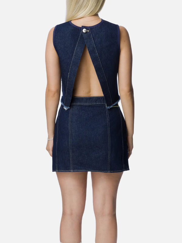 RE2MC Arkası Açık Crop - Mavi - Blouses BLUZ