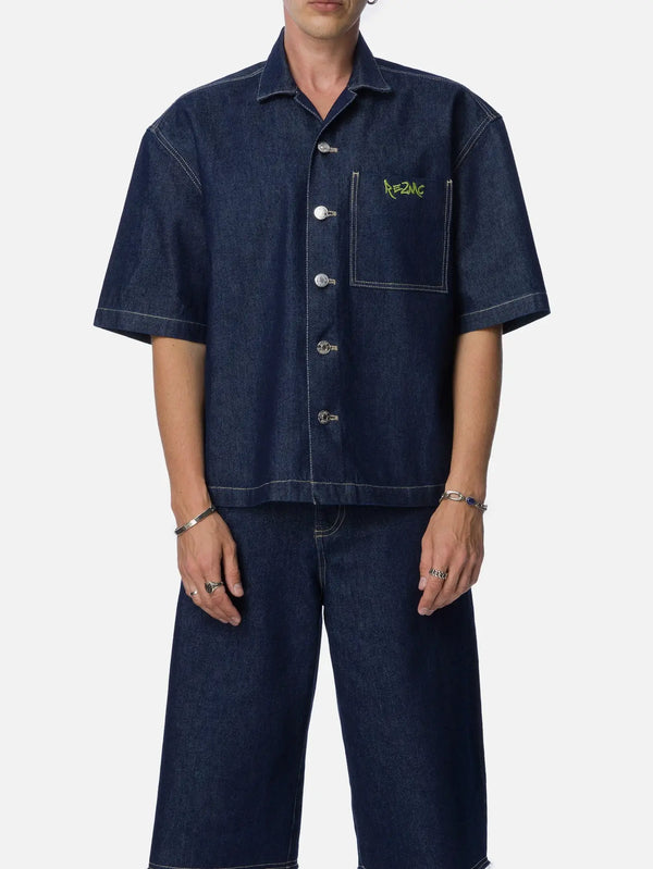 RE2MC Kısa Kol Kot Gömlek - Mavi - Shirts GÖMLEK