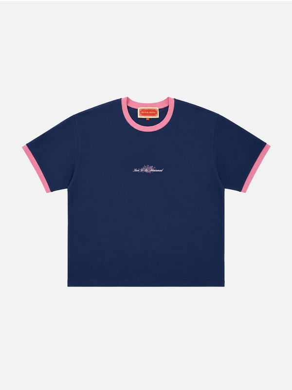 Ringer Tee - Navy/Pink