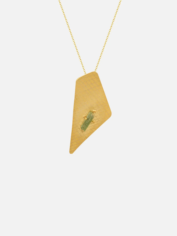 ORE DUNE Sharp Heart Necklace - Tourmaline Stone (Kod: 101) – altın, önden görünüm