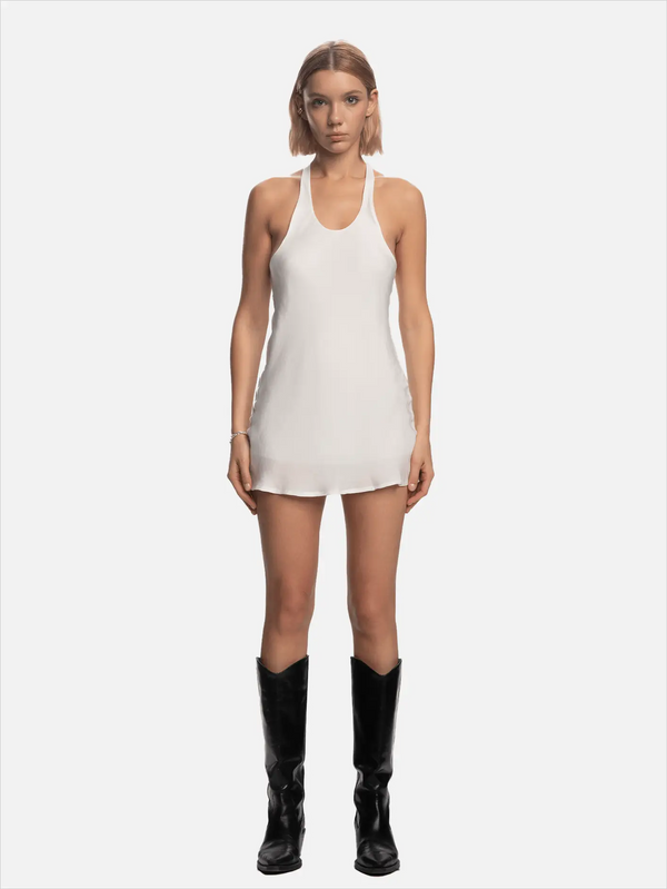 SHOPI GO Nori Tank Top Mini Elbise - Beyaz - Dresses ELBİSE