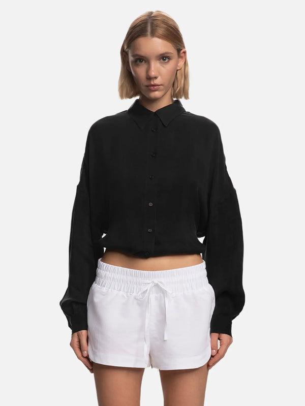 SHOPI GO Fumiko Arkası Açık Gömlek - Siyah - Shirts GÖMLEK