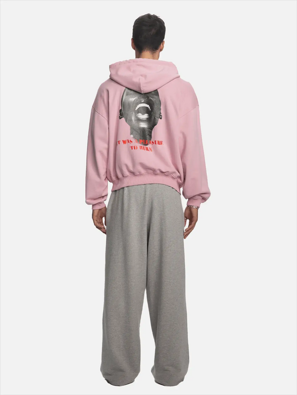 SHOPI GO İnagi Parça Boya Zip Hoodie - Pembe - Hoodies HIRKA