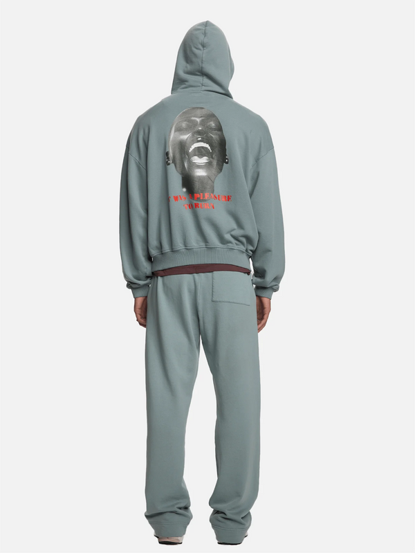 SHOPI GO - HIRKA - İnagi Parça Boya Zip Hoodie - Sage - shopi go'da!.