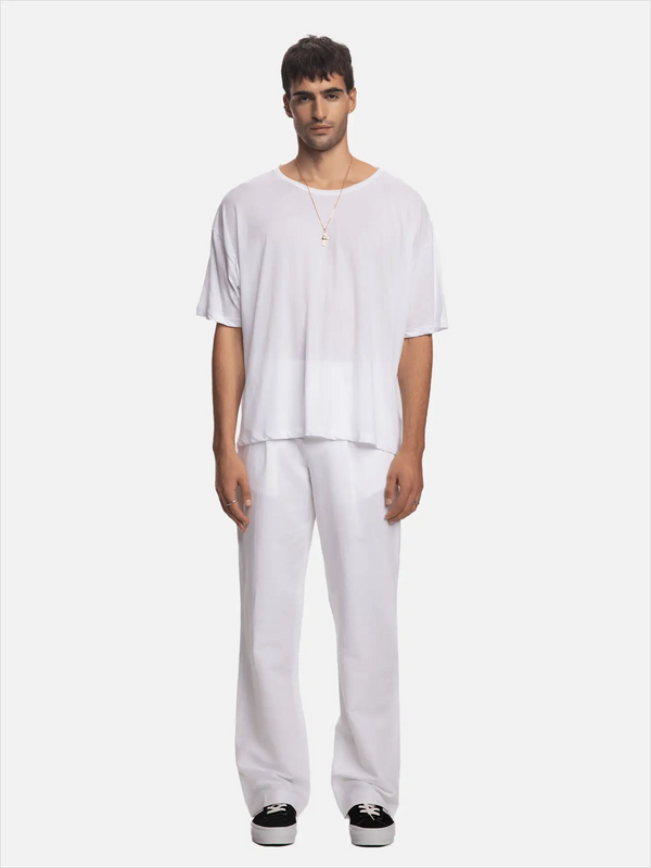 SHOPI GO Hideo Tek Pilili Pantolon - Beyaz - Pants PANTOLON