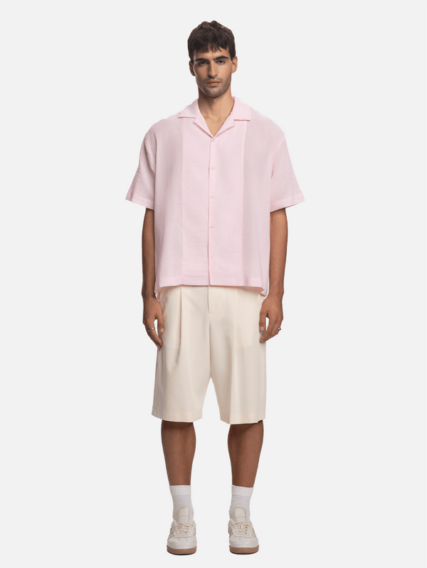 SHOPI GO - ŞORT - Saki Pilili Tailored Şort - Kırık Beyaz - shopi go'da!.