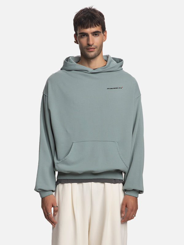 SHOPI GO - SWEATSHIRT - Nagoya Lips Parça Boya Hoodie - Sage - shopi go'da!.