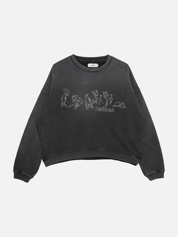 SMYRNA - SWEATSHIRT - Bambina Crewneck - Washed Black - shopi go'da!.