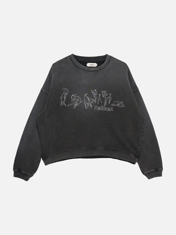 SMYRNA Bambina Crewneck - Washed Black - Uncategorized SWEATSHIRT