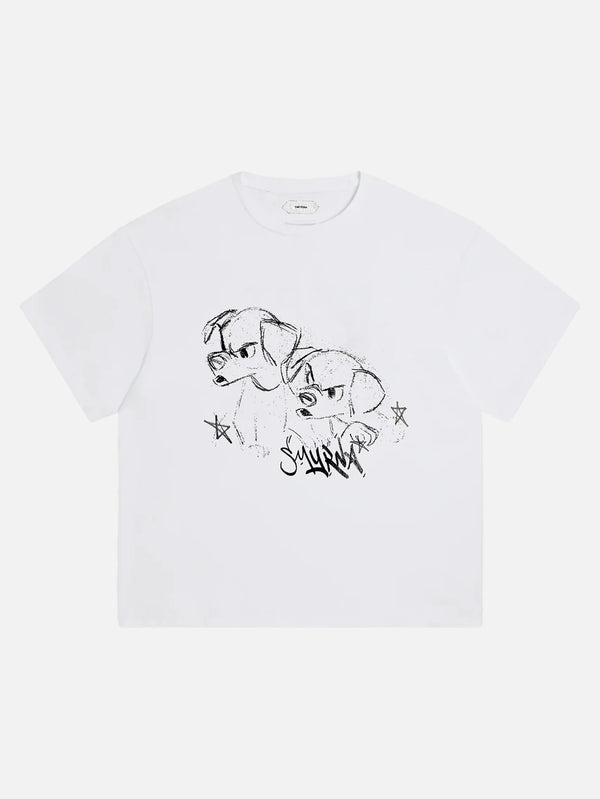 SMYRNA - T-SHIRT - Puppies T-Shirt - White - shopi go'da!.