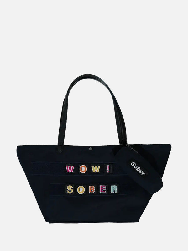 SOBER - ÇANTA - City Bag With Alphabet Stickers - Navy - shopi go'da!.