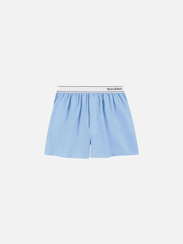 SPORTY & RICH Serif Logo Boxer Shorts - Sky Blue - Shorts ŞORT