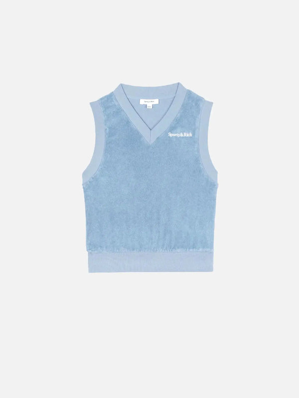 SPORTY & RICH SRC Terry Vest - Sky Blue/White - Vests SÜVETER