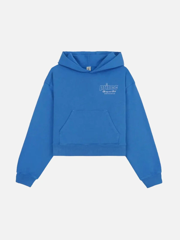 SPORTY & RICH Prince Health Cropped Hoodie - Lapis/White - Sweatshirts SWEATSHIRT