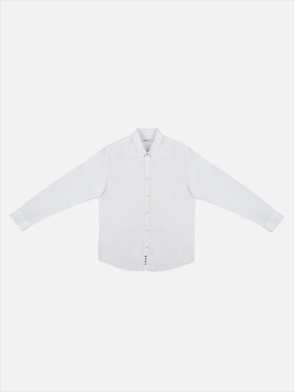 THE STAY LINE Kasuri Japon Detaylı Uzun Kollu Gömlek - Beyaz - Shirts GÖMLEK