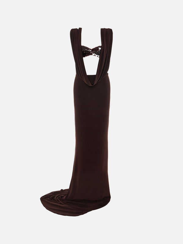 THE TACCA - ELBİSE - Moondrop Dress - Brown - shopi go'da!.
