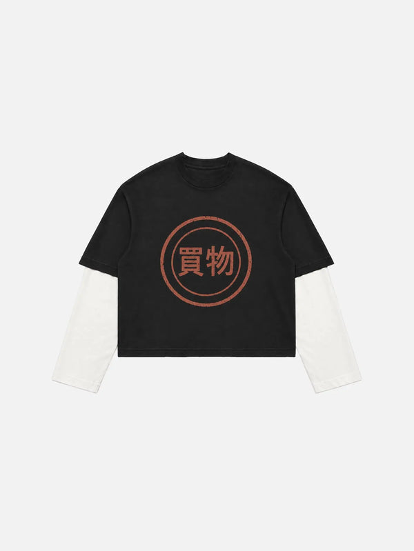 shopi go Tomisato Double Sleeve T-Shirt – Black/White, önden görünüm