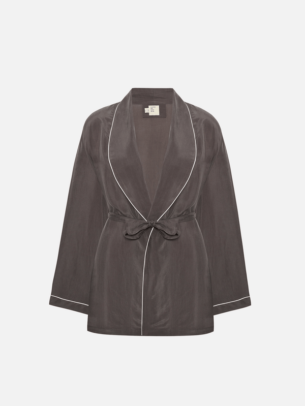 COME AS YOU ARE, Şal Yaka Cupro Gömlek - Antrasit, GÖMLEK, shopi go'da!