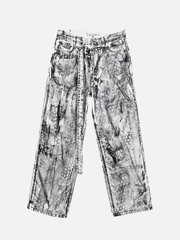 WUEN İSTANBUL Wax Pant - White/Black - Pants PANTOLON