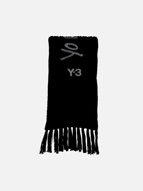 Y-3 Y-3 Oversized Chunky Knit Scarf - Black - Uncategorized ATKI