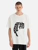 Yuza Harf Baskılı Relaxed Kesim T-Shirt - Kırık Beyaz