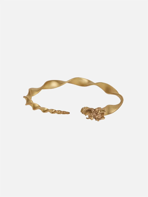 ZEWORKS Bold Dragon Burma Bracelet - Gold - Bracelets BİLEKLİK