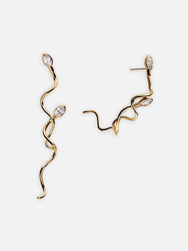 ALAN CROCETTI Clear Single Rush Zirconia Earring - Gold Vermeil - Earrings KÜPE