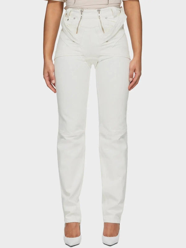 GMBH Esin Organic Jeans With Harness - White - Pants PANTOLON