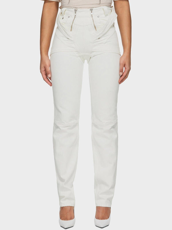 Esin Organic Jeans With Harness - White - shopi go