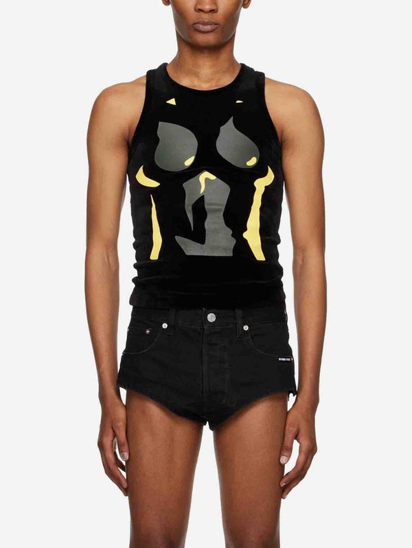 MOWALOLA - ATLET - Peach Effect Tank Top - Black - shopi go'da!.