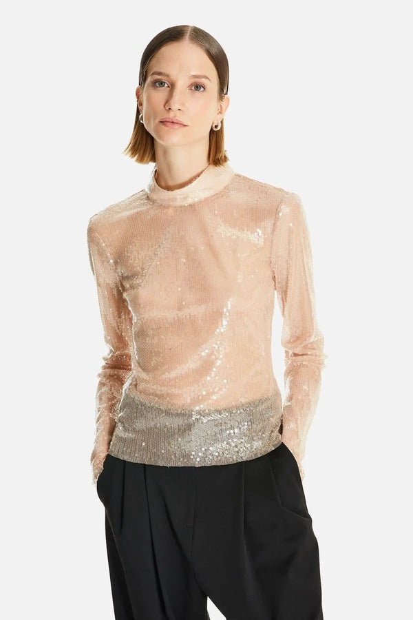 SHOPI GO Nishi Uzun Kollu Payet Bluz - Blouses BLUZ