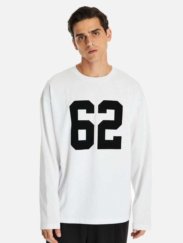 SHOPI GO - T-SHIRT - Abuta Uzun Kollu Flok Baskılı T-Shirt - shopi go'da!.