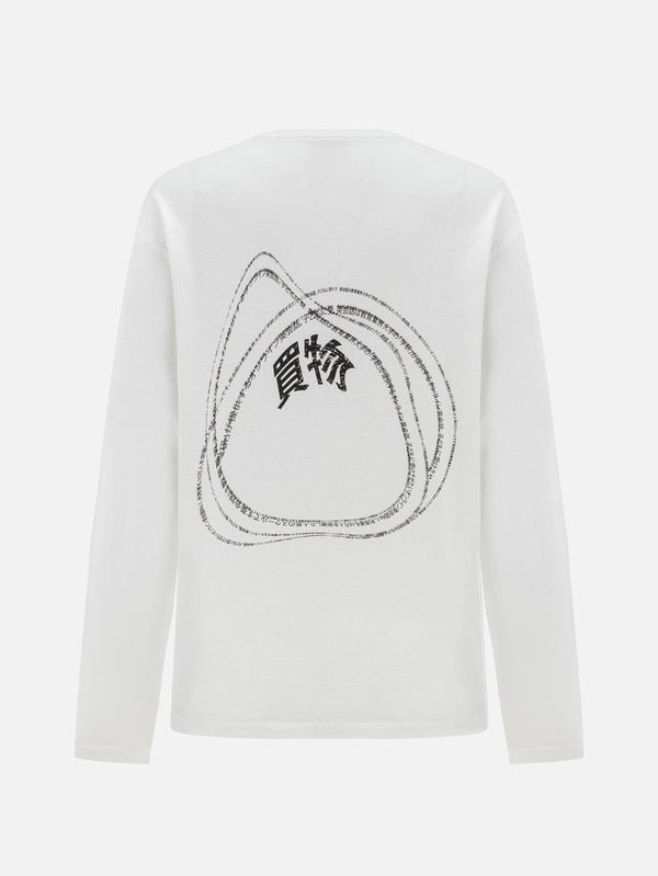 Komono Uzun Kolu Sırt Baskılı Oversize T-Shirt - shopi go