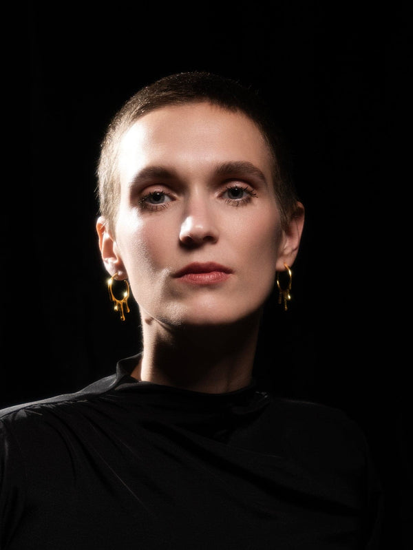 DIECI DITA, Hard Drip Earring - Gold, KÜPE, shopi go'da!