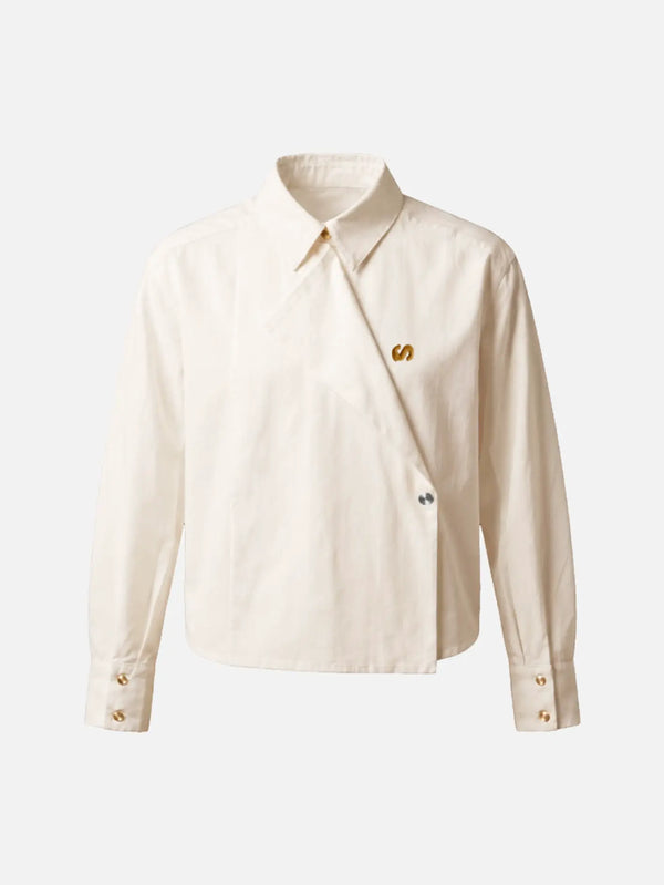 SEVDRUS Collar Detail Ecru Shirt – ecru, önden görünüm