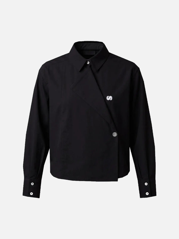SEVDRUS Collar Detail Black Shirt – siyah, ön görünüm