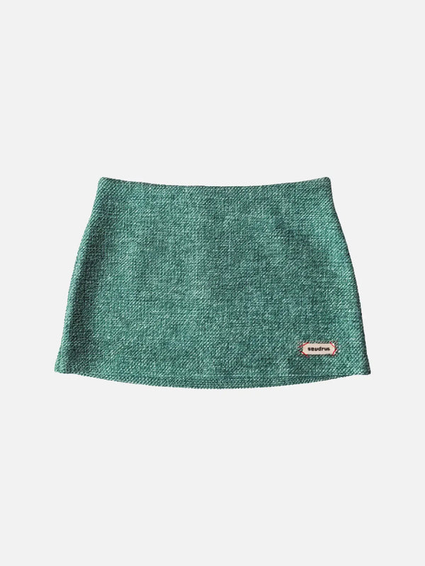 shopi go SEVDRUS Emerald Green Mini Wool Skirt – Emerald Green, önden görünüm