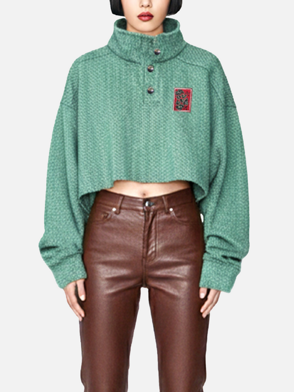 SEVDRUS Maison Jade High Collar Wool Sweatshirt – yeşil, ön görünüm
