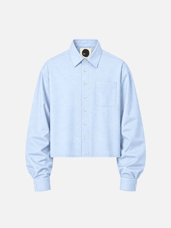 shopi go Sumida Boxy Shirt - White & Light Blue – beyaz ve açık mavi, önden görünüm