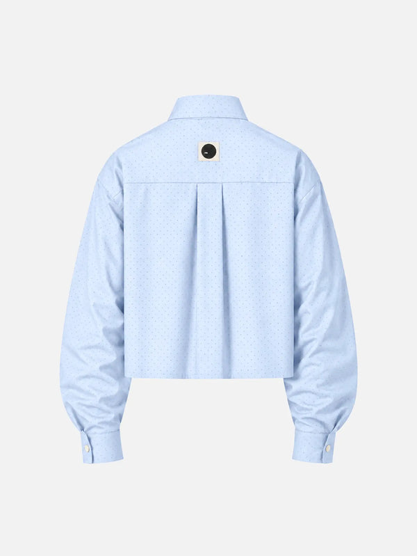 SHOPI GO Sumida Boxy Shirt - White & Light Blue – beyaz ve açık mavi, arka görünüm