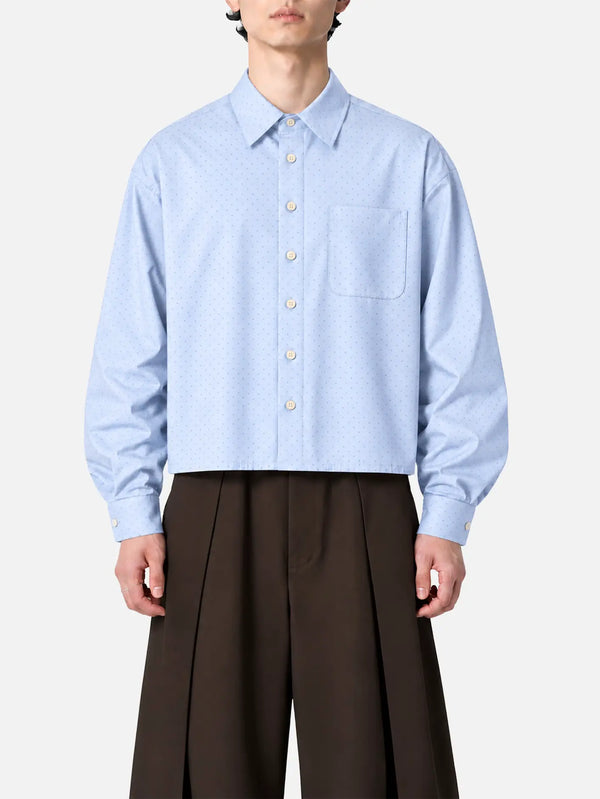 shopi go Sumida Boxy Shirt – White & Light Blue, ön görünüm