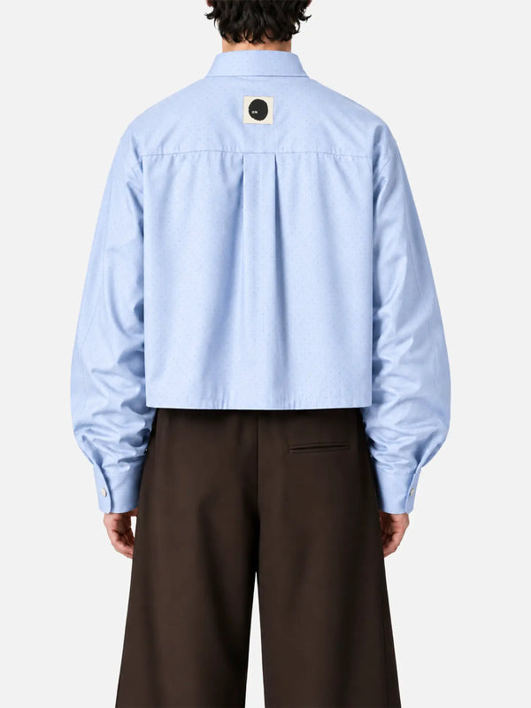 shopi go Sumida Boxy Shirt – beyaz ve açık mavi, arka görünüm